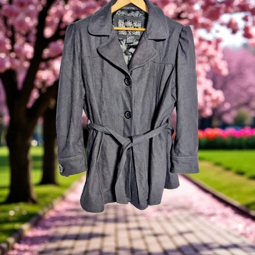 Me Jane Black Sz 3X Women's Pea/Trench Coat